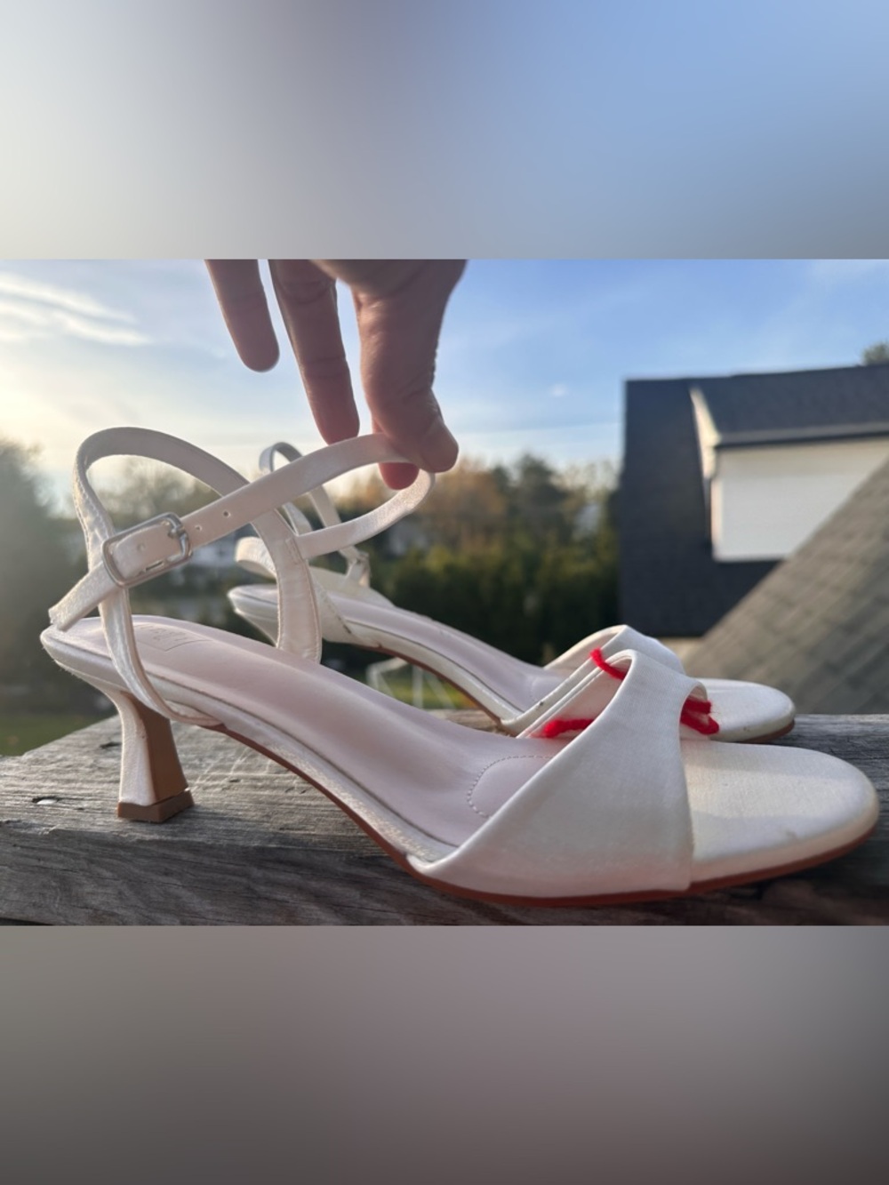 Women's White Satin Open-Toe Strappy Heeled Sandals